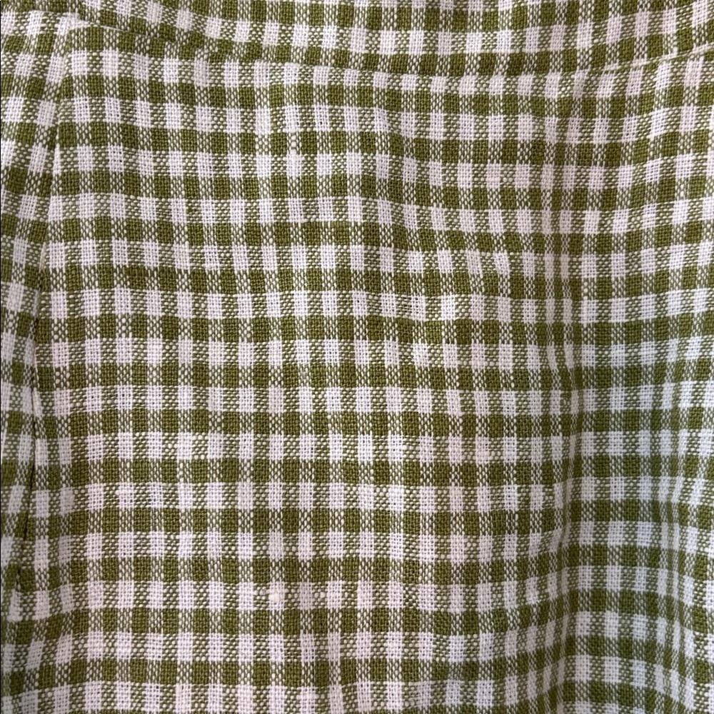 Reformation NWT Celosia Gingham Linen Mini Dress in Avocado Check Size 0 - Picture 7 of 11